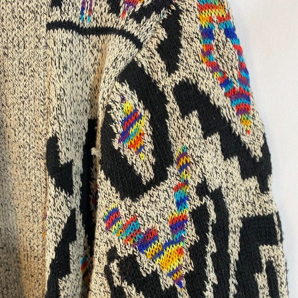Northern Angel Open Gray Multicolor Aztec Print Cardigan Sweater Women's Size L - Picture 7 of 12